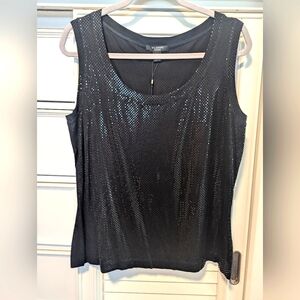 St. John Black Sequin Top